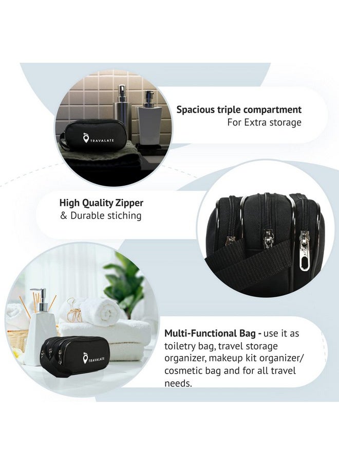 TRAVALATE Polyester Toiletry Bags Bags Makeup Shaving Kit Pouch Aider Rust Polyester Travel Kit Bag With Belt For Men And Women -Black, 5 cm
