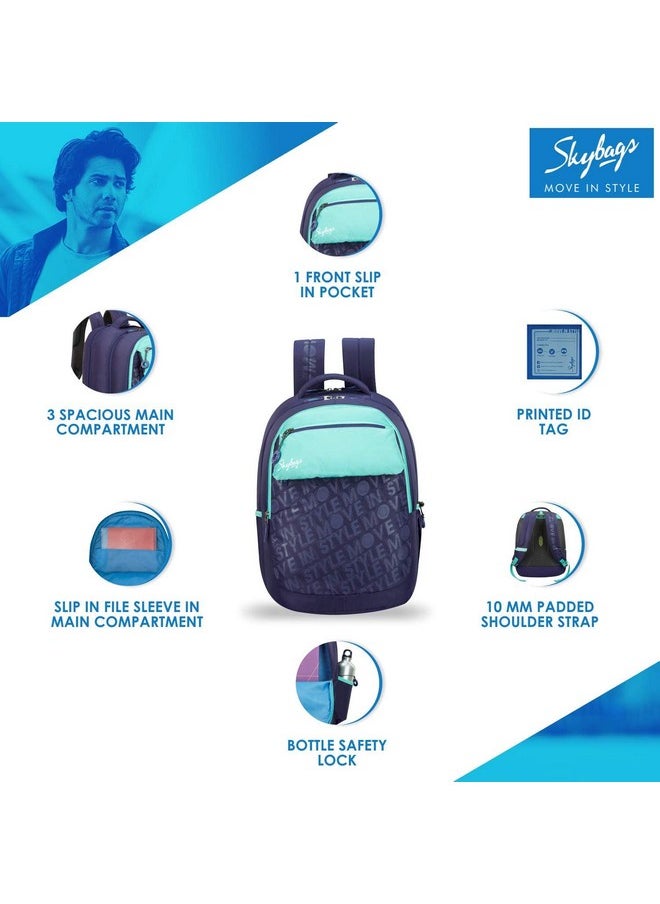 Skybags ASTRO DOUBLE POCKET PURPLE SCHOOL BACKPACK 32L
