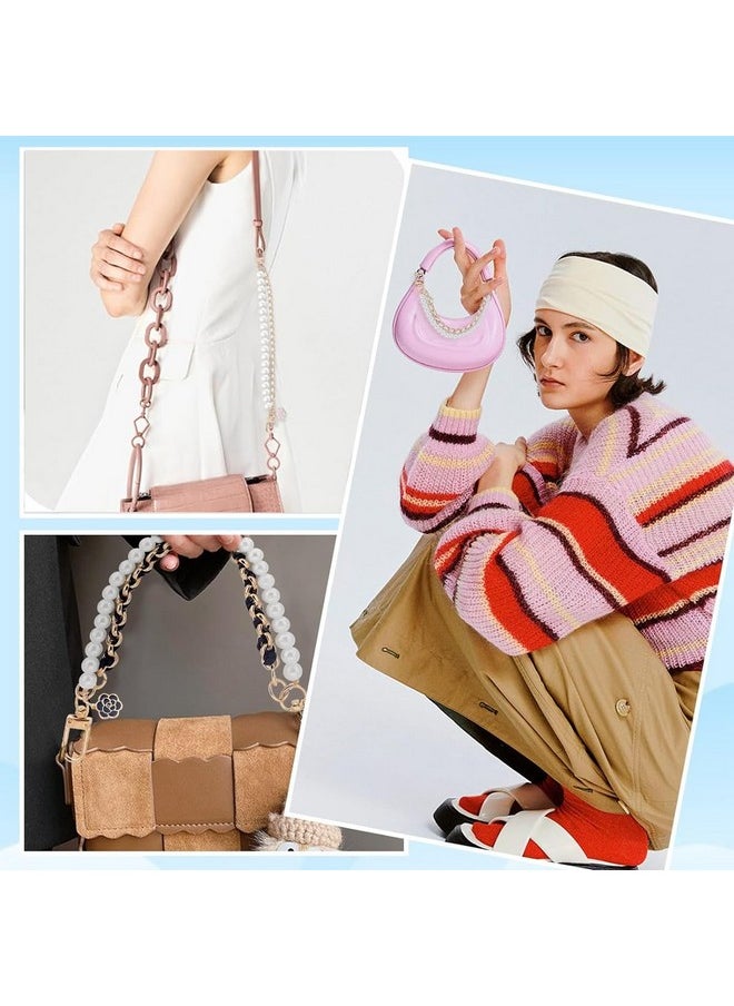 PALAY® 2Pcs Bag Straps for Sling Bag Pearl Flower Bag Charms Accessories Bag Extender Chain Purse Shoulder Strap for Bag Replacement Double Layered Bag Chain Straps for Handbags, Purse, Phone Case