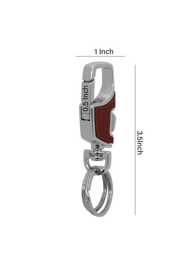 omuda Premium and Stylish Hook Locking Metal Key Chain for Men & Women & for Gift (M-3718 Brown)