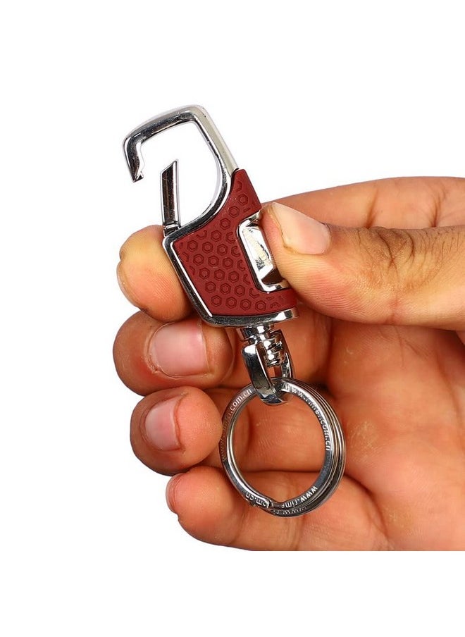 omuda Premium and Stylish Hook Locking Metal Key Chain for Men & Women & for Gift (M-3718 Brown)