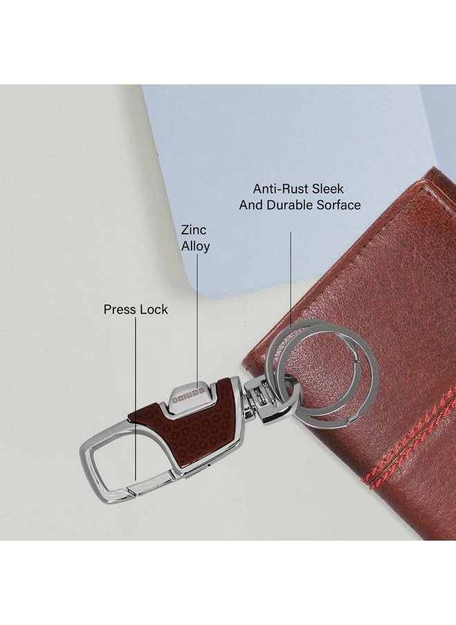 omuda Premium and Stylish Hook Locking Metal Key Chain for Men & Women & for Gift (M-3718 Brown)