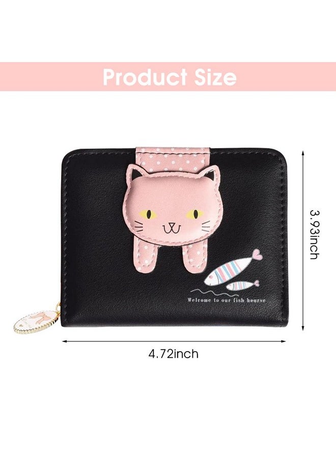 PALAY® Small Wallets for Women Stylish Latest PU Leather Coins Zipper Pocket Handbags Purse for Girls with Rabbit-Shaped Metal Tassels Pendant Purse (Black)