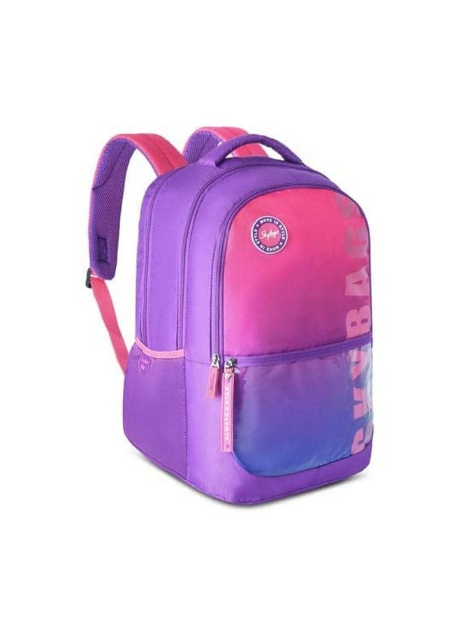 Skybags Casual Backpack 30L With Rain Cover, 3 Compartment, Hidden Pocket, File Sleeve & Printed ID Tag | Purple | Squad Plus