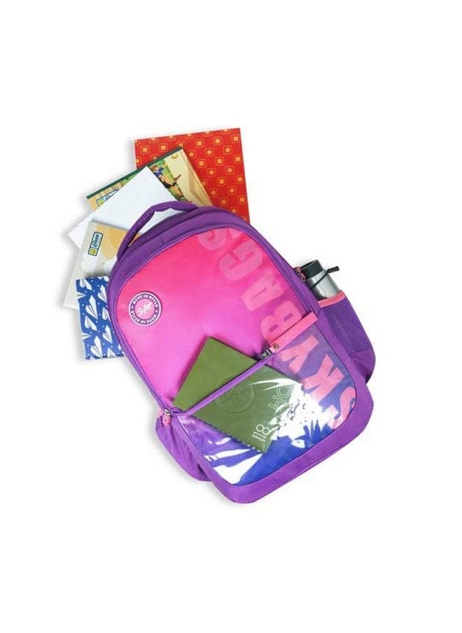Skybags Casual Backpack 30L With Rain Cover, 3 Compartment, Hidden Pocket, File Sleeve & Printed ID Tag | Purple | Squad Plus