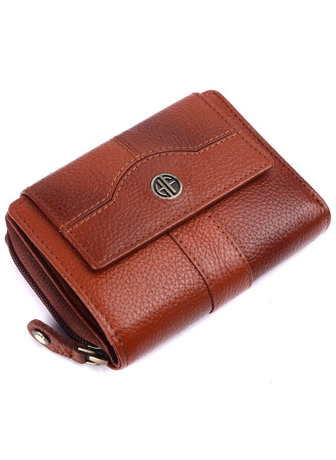 HAMMONDS FLYCATCHER Wallet for Women - Genuine Leather Ladies Wallet - Tan - 14 Card Slots - RFID Protection - 3 ID Card Slots - Women's Wallet - Button Closure -Hand Wallet - Daily Use, Money Purse