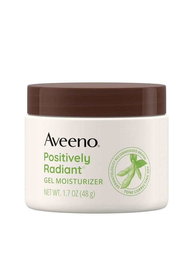 Aveeno Positively Radiant Daily Gel Facial Moisturizer with Hyaluronic Acid & Tone-Correcting Soy, Hydrating & Brightening Gel Face Cream Evens Skin Tone & Texture, Hypoallergenic, 1.7 oz