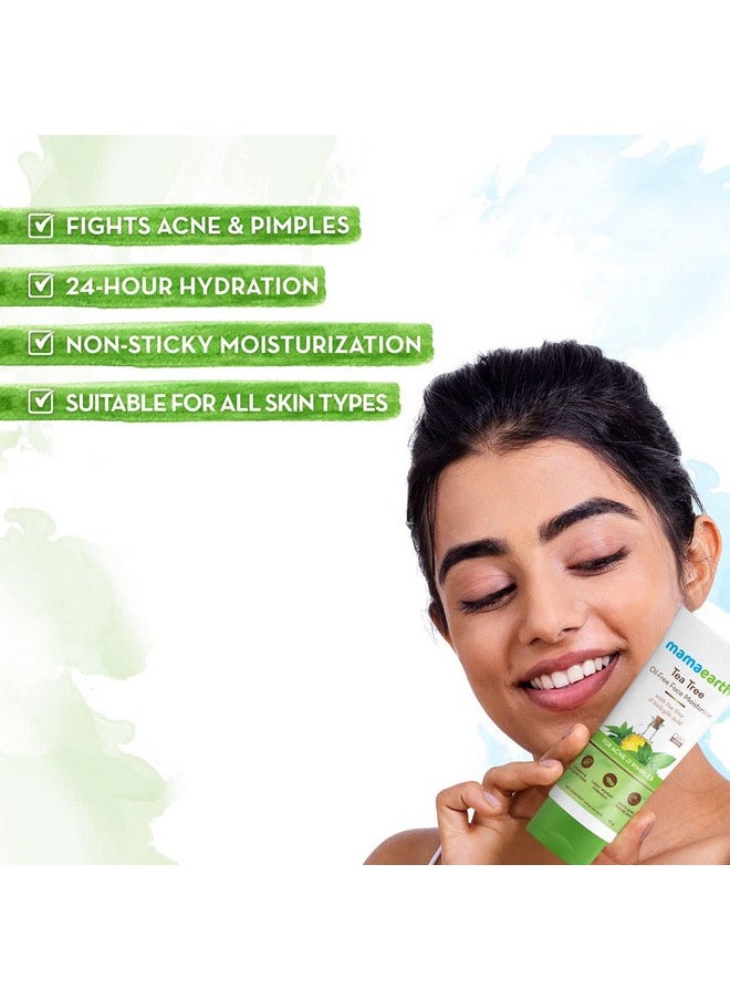 MAMAEARTH Tea Tree Oil-Free Face Moisturizer with Salicylic Acid | Helps Reduce Acne & Pimples | Controls Sebum & Oil | Gives Long Lasting Hydration without Clogging Pores | 2.71 Fl Oz/80ml