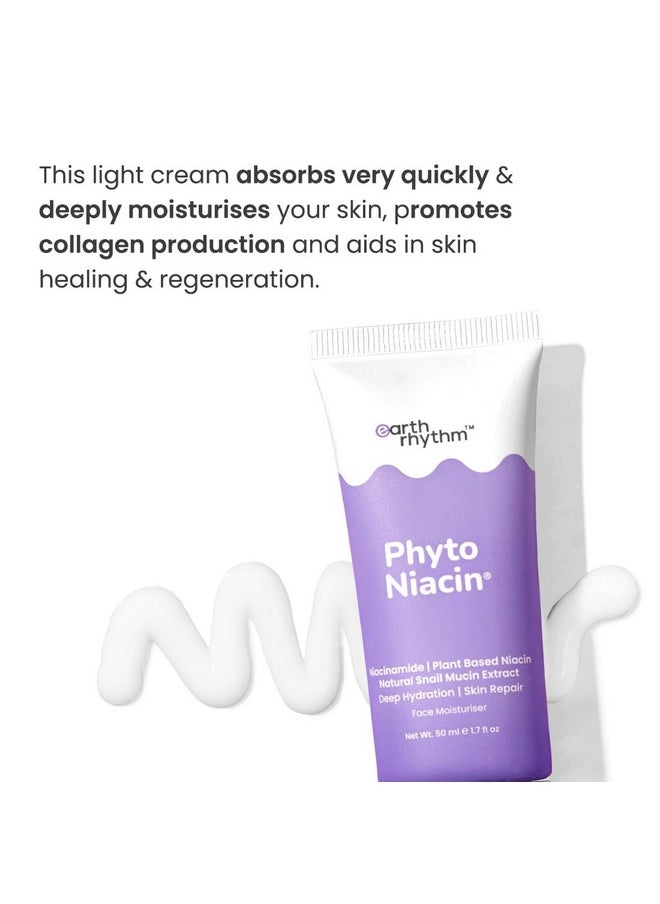 Earth Rhythm Phyto Niacin Skin Repair Moisturizer With Niacinamide for Long Lasting Hydration | Repairs Damaged Skin, Fades Acne Scars for Dry & Normal Skin - 50gm