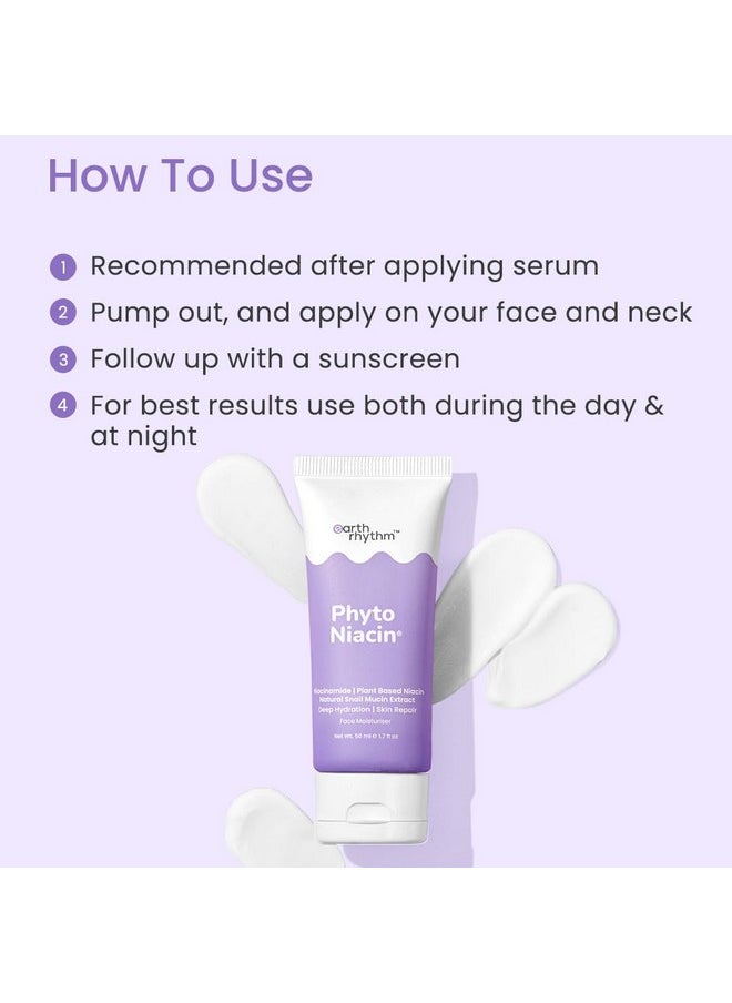 Earth Rhythm Phyto Niacin Skin Repair Moisturizer With Niacinamide for Long Lasting Hydration | Repairs Damaged Skin, Fades Acne Scars for Dry & Normal Skin - 50gm