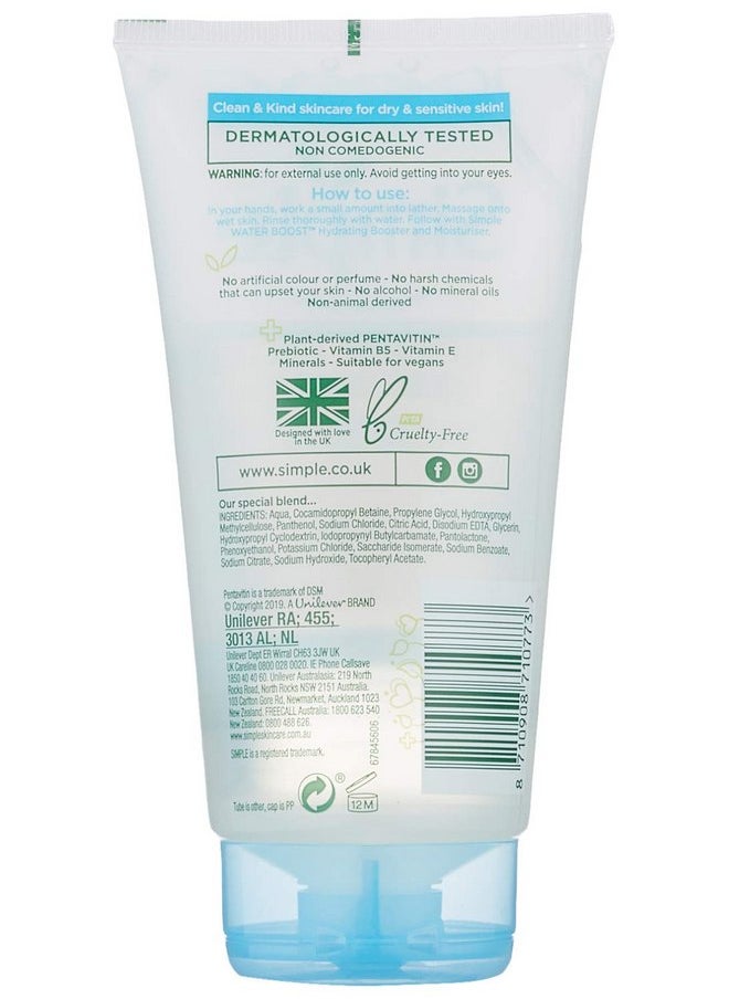 Simple Facial Gel Wash Cleanser, Water Boost Micellar For Dry Or Sensitive Skin, 5 Ounce (Pack Of 6)