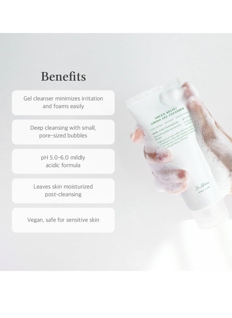 Dr.Althea Green Relief Amino Gel Cleanser | Lightweight & Hydrating Makeup Remover | Daily Face Wash with Hyaluronic Acid | Korean Vegan Skincare for All Skin Types | 3.38 Fl Oz