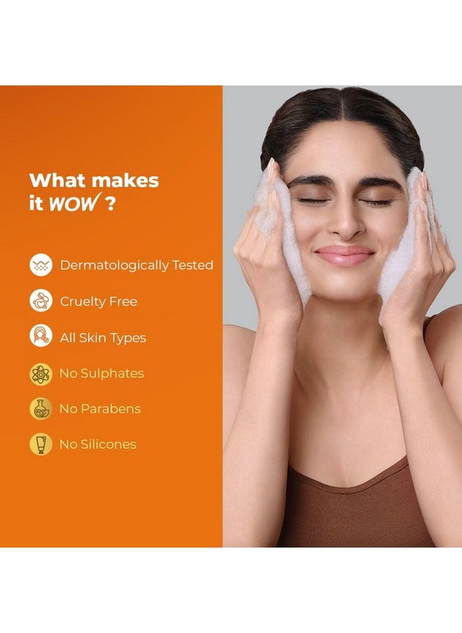 WOW Skin Science Brightening Vitamin C & Niacinamide Foaming Face Wash|For Brighter Glow|Built-in Brush for Deep Cleansing|Brightens & Evens Out Skin Tone|Face Wash for Women & Men|150ml|Pack of 3
