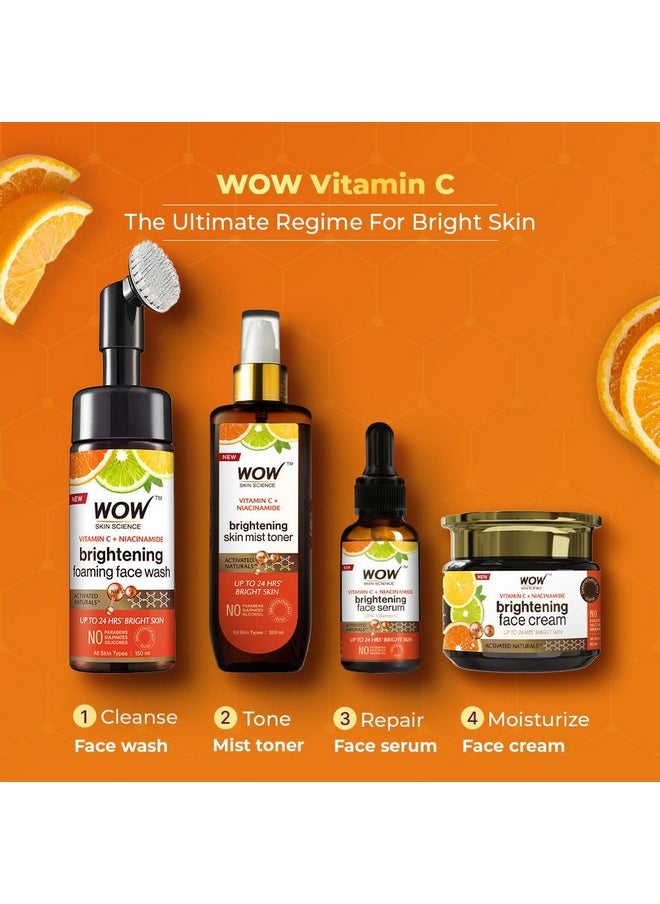 WOW Skin Science Brightening Vitamin C & Niacinamide Foaming Face Wash|For Brighter Glow|Built-in Brush for Deep Cleansing|Brightens & Evens Out Skin Tone|Face Wash for Women & Men|150ml|Pack of 3