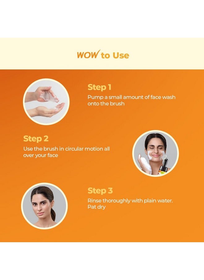 WOW Skin Science Brightening Vitamin C & Niacinamide Foaming Face Wash|For Brighter Glow|Built-in Brush for Deep Cleansing|Brightens & Evens Out Skin Tone|Face Wash for Women & Men|150ml|Pack of 3