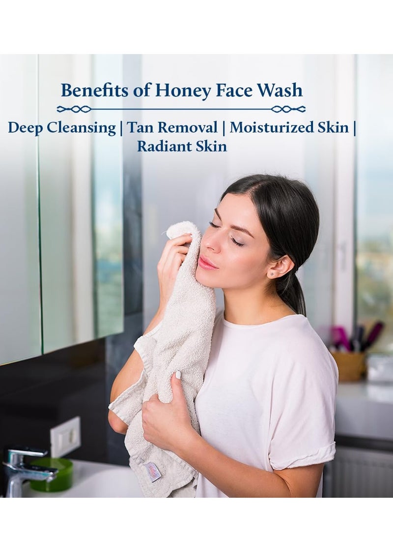 Blue Nectar Honey Aloe Vera Detan Face Wash with Natural Vitamin E (3.38 Fl Oz) with Vitamin C Face Serum with Natural Hyaluronic Acid (1 Fl Oz)