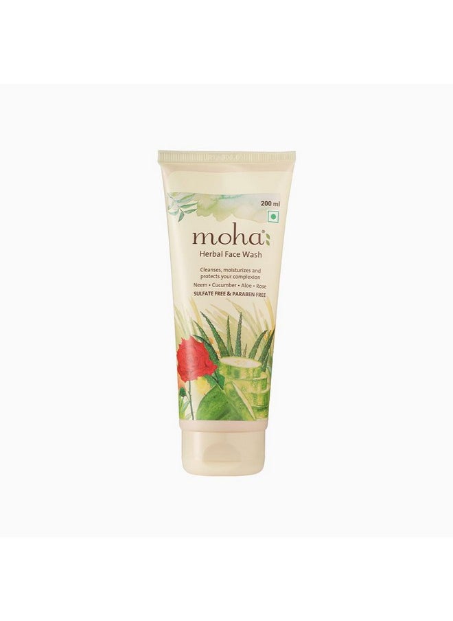 moha: Aloe Vera Gel 200 gm and Herbal Face Wash 200 ML | Face Wash With Goodness Of Neem, Aleovera, Cucumber, Rose Combo Pack