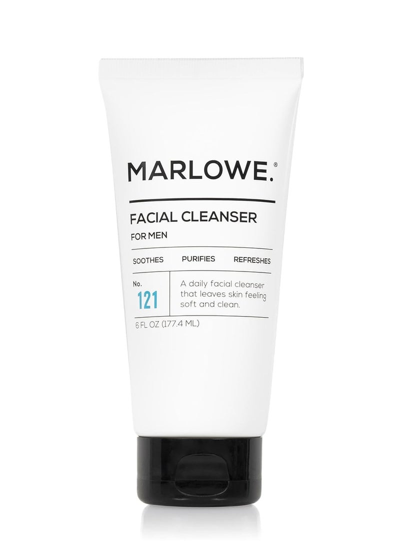 MARLOWE. No. 121 Facial Cleanser 6 oz, Daily Mens Face Wash with Natural Extracts & Antioxidants, Soothes, Purifies, Refreshes, Thick Lather, Fresh Woodsy Scent