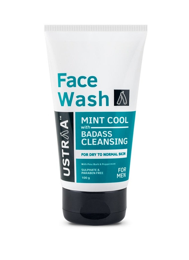 Ustraa Face Wash For Dry Skin, Mint Cool, 100g