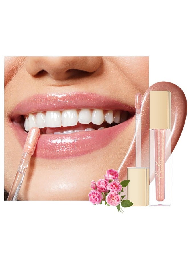 Oulac Nude Lip Gloss High-shine Moisturizing Lip Gloss Oil Liquid Lipstick Non-stick Cup Glitter Lipstick Lip Tint Reduce Fine Lines Lip Glaze For Dry Lip C12
