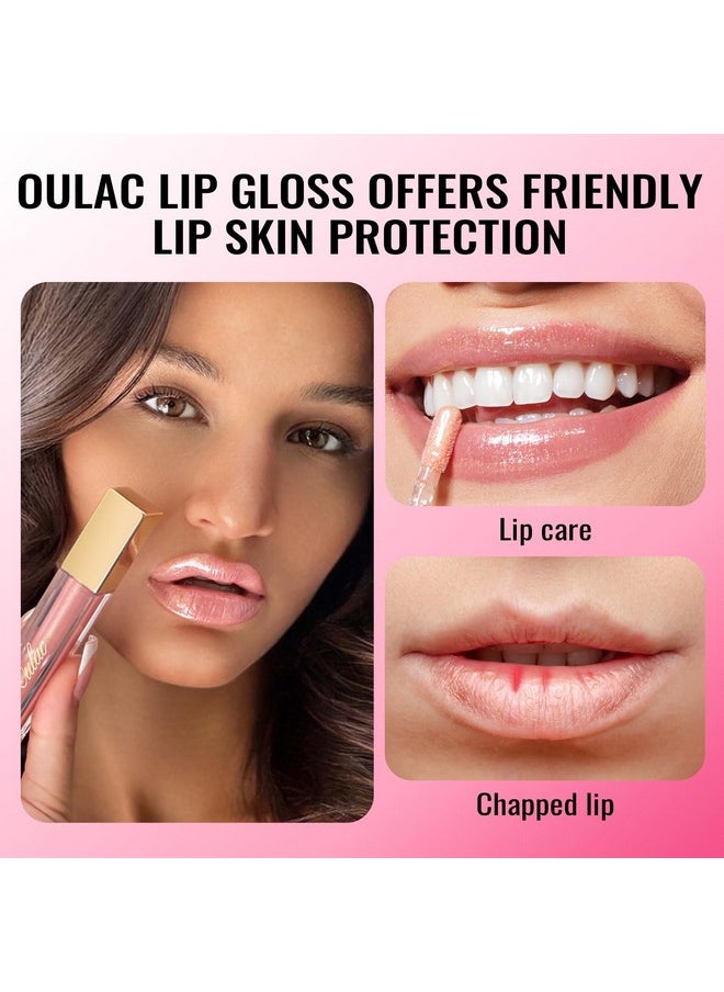 Oulac Nude Lip Gloss High-shine Moisturizing Lip Gloss Oil Liquid Lipstick Non-stick Cup Glitter Lipstick Lip Tint Reduce Fine Lines Lip Glaze For Dry Lip C12