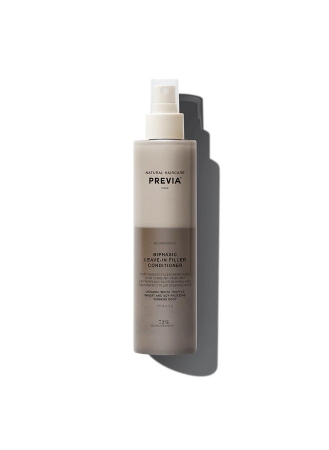 PREVIA Reconstruct Biphasic Leave-In Conditioner - Deep Conditioning Treatment for Dry Damaged Hair with White Truffle Extract Hydrates - Restores Strengthens Frizz Control Adds Shine 3.38 oz