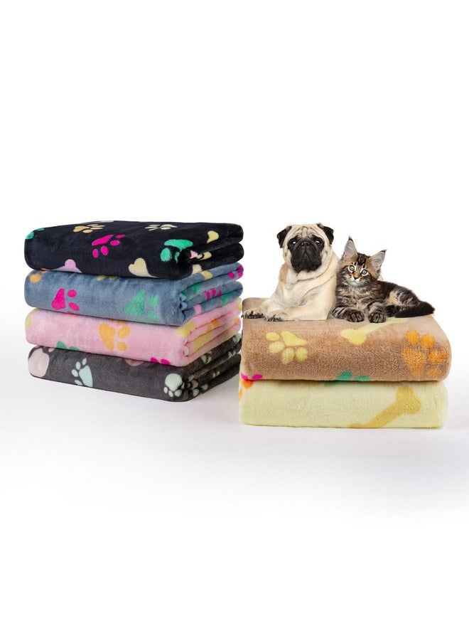 Dono 1 Pack 6 Dog&Cat Blanket, Soft Fluffy Fleece Puppy Blanket for Small Medium Large Dogs Girl, Pink Paw Print Puppy Dog Cat Warm Sleep Mat Blankets Essentials for Dogs