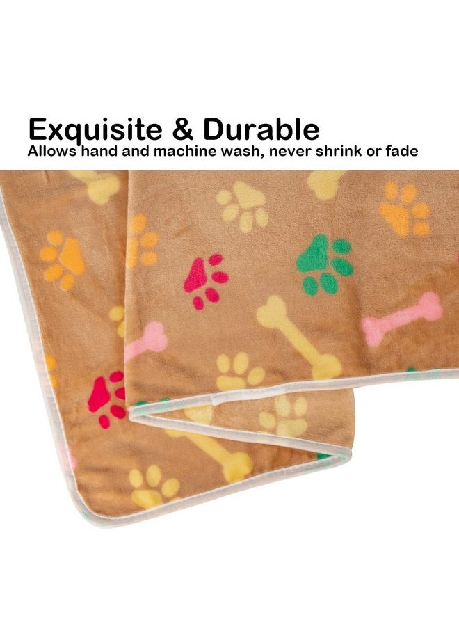 Dono 1 Pack 6 Dog&Cat Blanket, Soft Fluffy Fleece Puppy Blanket for Small Medium Large Dogs Girl, Pink Paw Print Puppy Dog Cat Warm Sleep Mat Blankets Essentials for Dogs