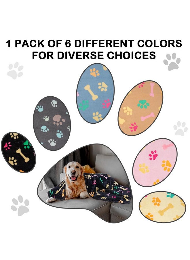 Dono 1 Pack 6 Dog&Cat Blanket, Soft Fluffy Fleece Puppy Blanket for Small Medium Large Dogs Girl, Pink Paw Print Puppy Dog Cat Warm Sleep Mat Blankets Essentials for Dogs