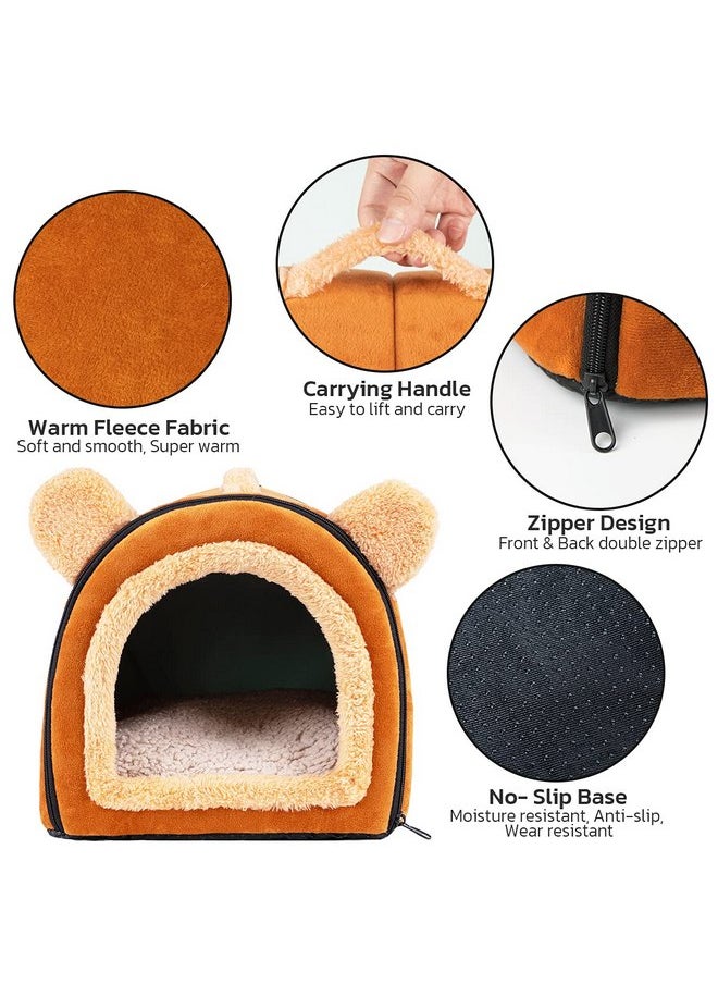 Pet Soft Guinea Pig Bed Rabbit Bed Cozy Guinea Pig Hideout House Bunny Hideout for Rabbits Hamster Bunny Rats Chinchilla Cave Bed Small Animal Bed (Brown)