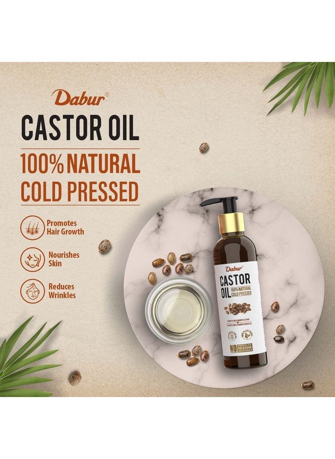 Dabur Castor Oil - 400ml (Pack of 2) | 100% Natural Cold Pressed Oil | Promotes Hair Growth, Hydrates Skin & Reduces Wrinkles | No Mineral Oil & Silicones