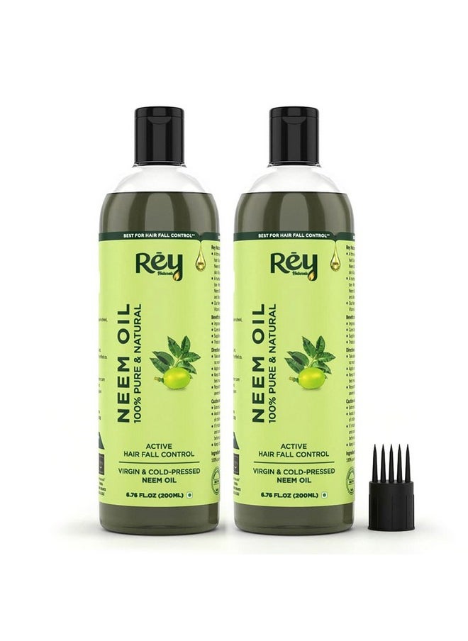 Rey Naturals Pure Neem Oil For Skin & hair | Hair Oil for Hair Growth, Dandruff Relief, Scalp Infection & Healthy Hair | Body Massage Oil For Men And Women - 200ML
