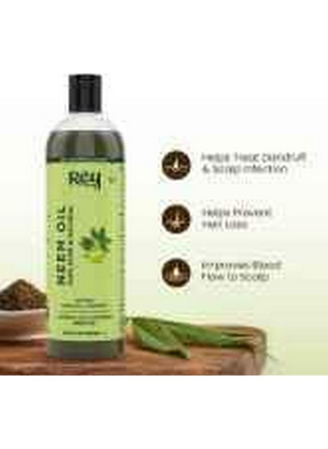 Rey Naturals Pure Neem Oil For Skin & hair | Hair Oil for Hair Growth, Dandruff Relief, Scalp Infection & Healthy Hair | Body Massage Oil For Men And Women - 200ML