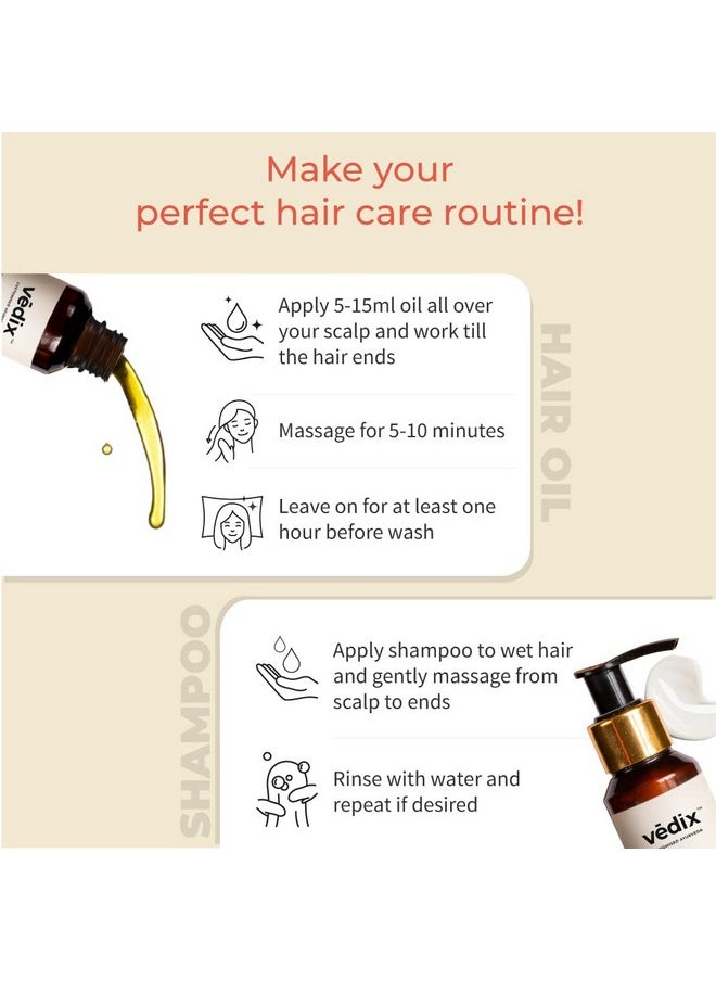 Vedix Ayurvedic Hair Care Combo Pack, Customized Hair Oil for Dandruff and Anti Dandruff Shampoo, for Normal/Oily Hair with Dry Scalp & Straight Hair - 200 ml
