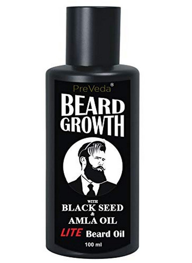 PreVeda® Best Beard Growth LITE Hair Oil with Amla & Black seed oil Herbal, Natural, Premium Oil For Beard & Mustache, Pure Organic Oil | Khadi Product 100 ml