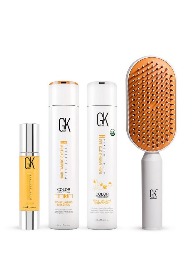 GK Hair Moisturizing Duo 300ml+ Argan Serum 50ml with GK Hair Professional Brush