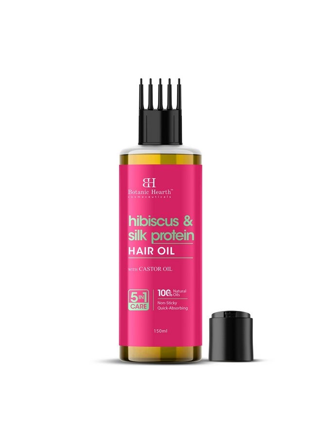 Botanic Hearth Hibiscus Silk Protein Hair Oil - 150ml - Nourishes & Strengthens Hair, Enhances Shine, Reduces Frizz, Promotes Healthy Hair Growth with Hibiscus & Silk Proteins