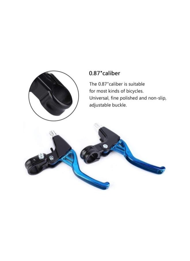 Bicycle Brake Levers, 1 Pair Cool Aluminium Alloy Mountain Road Bicycle Cycling Brake Level Handles, High Strength Durable 4 Colors Brake Levers(Blue)