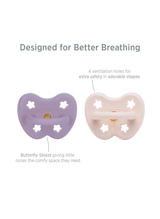 HEVEA Natural Rubber Pacifier Orthodontic 3-36 Months Two-Pack - Powder Pink & Lavender