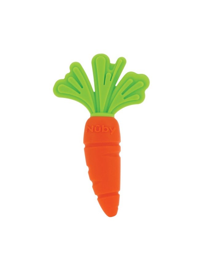 Nuby Carrot Massaging Teether with Green Carrot Top Bristles, 3+ Months