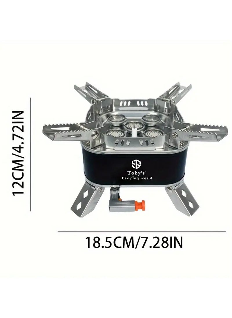 Toby's New Alloy Portable Picnic Camping Stove 15800W Windproof Design Gas Cooking Burner with Piezo Ignition and Carrying Case Foldable Stove for Outdoor