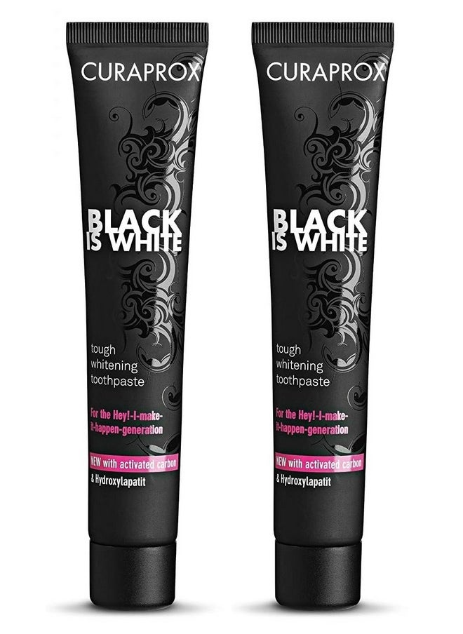 CURAPROX Black Is White Charcoal Whitening Toothpaste 90ml Tube x Pack of 2