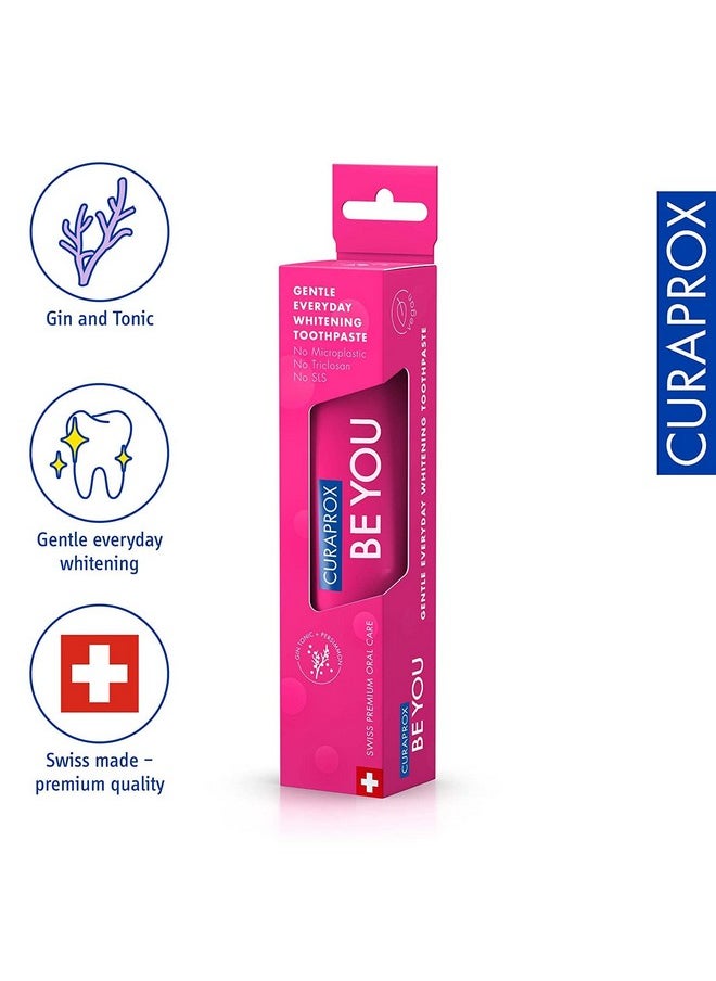 Curaprox BeYou Toothpaste 60ml - Gentle Everyday Whitening Toothpaste - SLS Free, Microplastic Free, Triclosan Free, Fluoride Toothpaste (Red) x Pack of 3