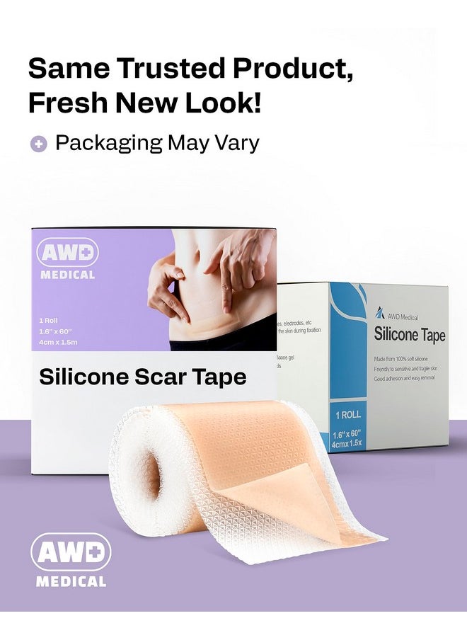 AWD Silicone Scar Sheets for Surgical Scars - Silicone Scar Tape for C Section, Tummy Tuck Tape, Keloid Treatment - Silicone Skin Patches After Surgery Must Haves (1.6