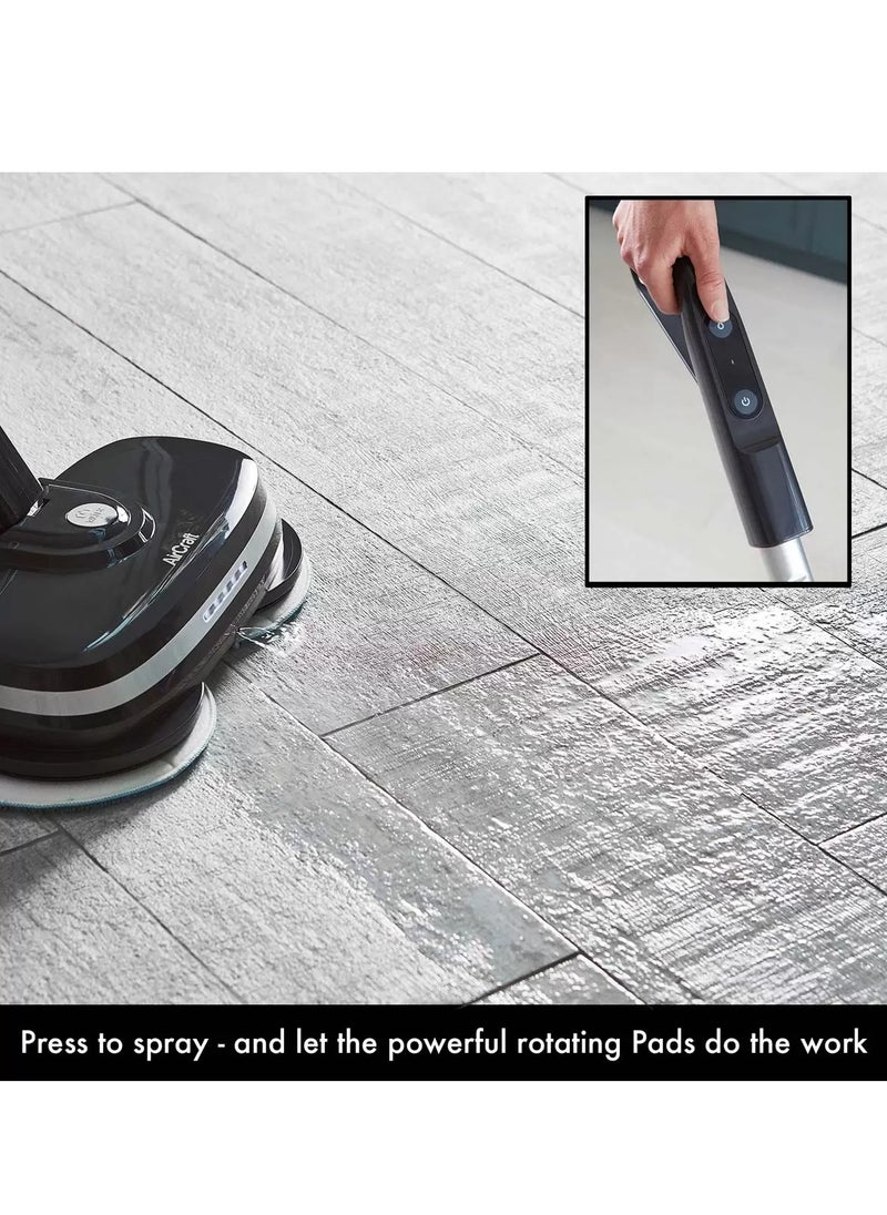 Power Glide Cordless Hard Floor Cleaner & Polisher | Inclouded 10 Microfibe Pads For Cleaning, Polishing & Scrubbing | With Height Adjustable System