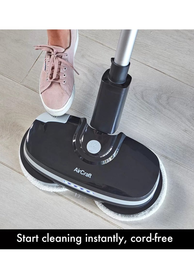 Power Glide Cordless Hard Floor Cleaner & Polisher | Inclouded 10 Microfibe Pads For Cleaning, Polishing & Scrubbing | With Height Adjustable System