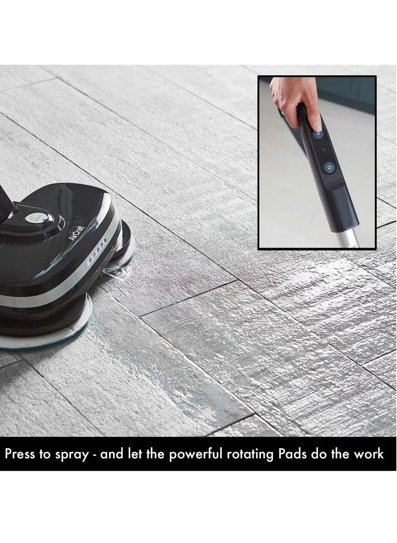 Power Glide Cordless Hard Floor Cleaner & Polisher | Inclouded 10 Microfibe Pads For Cleaning, Polishing & Scrubbing | With Height Adjustable System