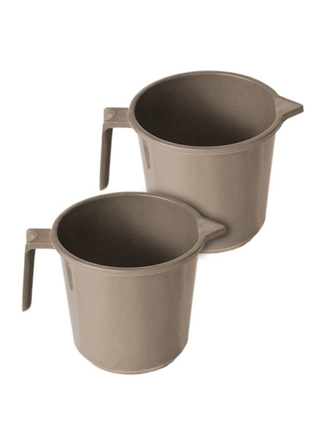 Kuber Industries Plastic Lightweight, Unbreakable Bathroom Mug 1.5 Litre (Light Brown, Pack of 2)