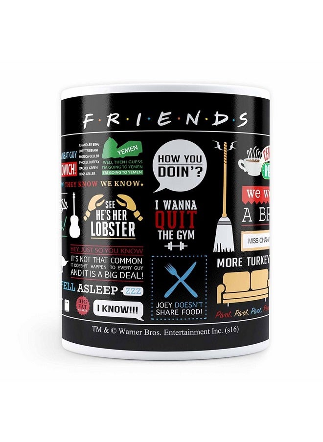 MC SID RAZZ - Friends Tv Series - Infographic Coffee Mugs (with Coaster) Gift | /Return Gift Officially Licensed by Warner Bros, USA (Ceramic, 8 Fluid Ounces)