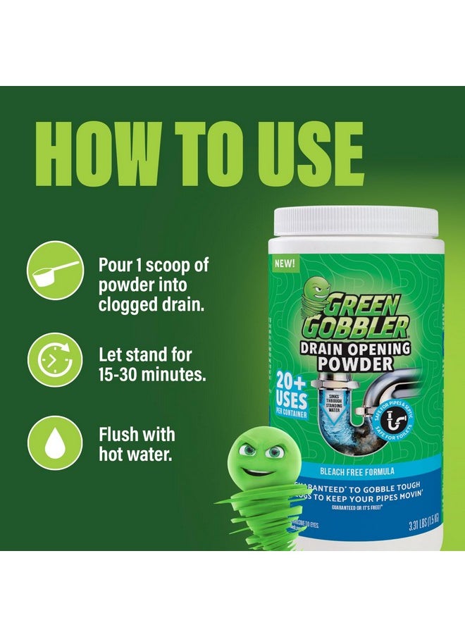 Green Gobbler Drain Clog Remover & Drain Cleaner Powder | 20+ Treatments | Drain Maintenance Breaks Down Grease, Paper, Fat & Oil | Septic Safe